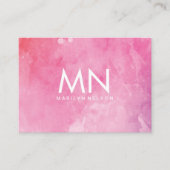 Roze watermerk monogram visitekaartje (Voorkant)