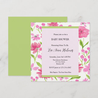 Roze Waterverf Aangepast Baby shower Kaart