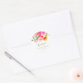Roze Waterverf Aangepaste bruiloft Bedankt Ronde Sticker (Envelop)