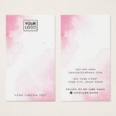 Roze waterverf aangepaste logo die beeldschermkaar visitekaartje (Voorkant /achterkant)