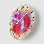 Roze Waterverf Abstracte kunst Ronde Klok (Hoek)