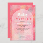 Roze Waterverf Abstracte meisjes Baby shower Kaart (Voorkant / Achterkant)