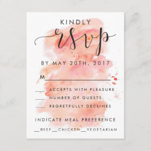 Roze Waterverf Achtergrond RSVP Uitnodiging Kaart