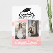 Roze Waterverf Afstuderen 2 Foto C Kaart (Voorkant)