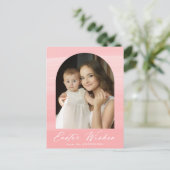 Roze Waterverf Arch 2 Fotopaasmaak Feestdagenkaart (Staand voorkant)