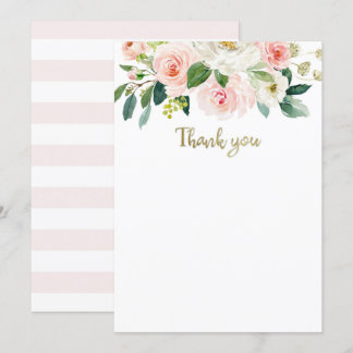 Roze waterverf baby shower bedankkaart kaart