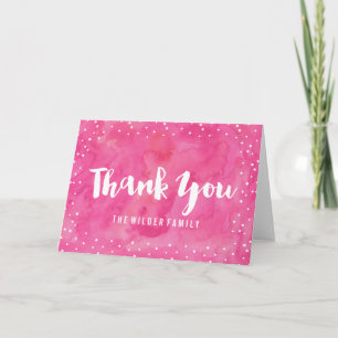 Roze Waterverf Baby shower Bedankt kaart