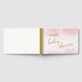 Roze Waterverf Baby shower Goud Glitter Script Gastenboek (Volledig)