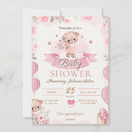 Roze Waterverf Baby shower Kaart