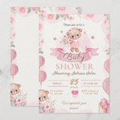 Roze Waterverf Baby shower Kaart (Voorkant / Achterkant)