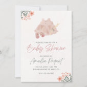 Roze Waterverf Baby shower Kaart (Voorkant)