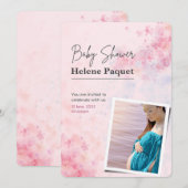 Roze Waterverf Baby shower Kaart (Voorkant / Achterkant)
