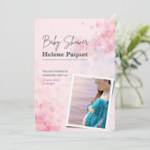 Roze Waterverf Baby shower Kaart (Staand voorkant)