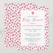 Roze Waterverf Baby shower Kaart (Voorkant / Achterkant)