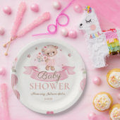 Roze Waterverf Baby shower Papieren Bordje (Feest)