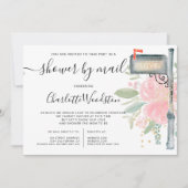 Roze waterverf baby shower per postbus kaart (Voorkant)