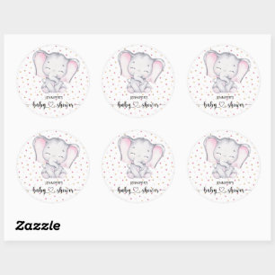 Roze Waterverf Baby shower Ronde Sticker