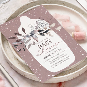 Roze Waterverf Baby Shower Uitnodiging voor Winter