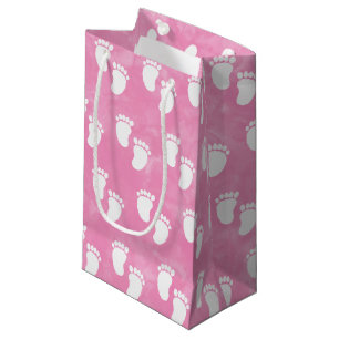 Roze Waterverf Baby shower voetafdrukpatroon Klein Cadeauzakje