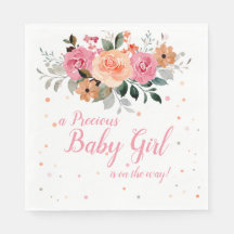 Roze Waterverf Babymeisje Roze Peach Floral