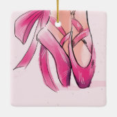 Roze Waterverf Ballerina Keramisch Ornament (Achterkant)