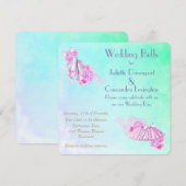 Roze Waterverf Ballet Theme Wedding Kaart (Voorkant / Achterkant)