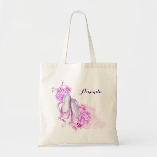Roze Waterverf balletschoenen Bloemenmeisje Tote Bag (Voorkant)
