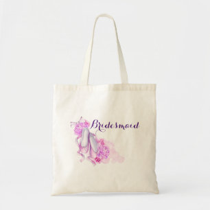 Roze Waterverf balletschoenen Bridesmaid Tote Bag