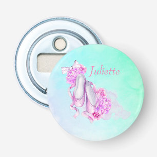 Roze Waterverf balletschoenen met pinda's en boog Button Flesopener