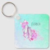 Roze Waterverf balletschoenen Sleutelhanger (Voorkant)