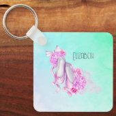Roze Waterverf balletschoenen Sleutelhanger (Voorkant)