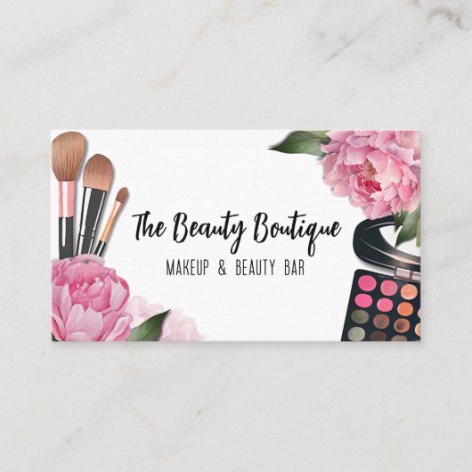 Roze Waterverf Beauty Make-up Artiest Visitekaartje (Voorkant)