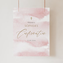 Roze Waterverf Bevestiging Welkom Poster