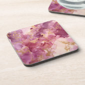 Roze waterverf bier onderzetter (Linkerzijde)