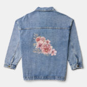 Roze Waterverf bloeit glanzend glitter modern Denim Jacket (Achterkant)