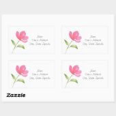 Roze Waterverf Bloem 3 Etiketten (Vel)