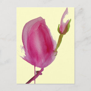 Roze waterverf bloem briefkaart