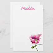 Roze waterverf bloem briefpapier (Voorkant / Achterkant)