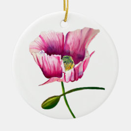 Roze waterverf bloem keramisch ornament