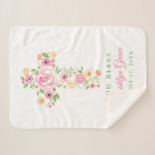 Roze Waterverf Bloem Kruisdoop / doop Sherpa Deken (Voorkant (horizontaal))