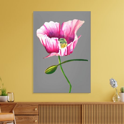 Roze waterverf bloem  kunst canvas afdruk (Insitu (Woonkamer))