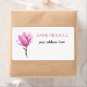 Roze Waterverf Bloem Verzendlabels Etiket (Insitu)