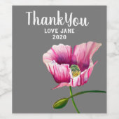 Roze waterverf bloem wijn etiket (Enkel label)