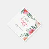 Roze Waterverf Bloemen 50ste Verjaardagsfeest Servet (Hoek)