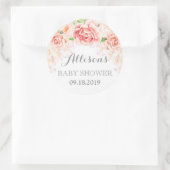 Roze Waterverf Bloemen Baby shower Favor Ronde Sticker (Tas)