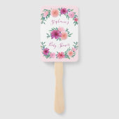 Roze Waterverf Bloemen Baby shower Gepersonaliseer Handwaaier (Achterkant)