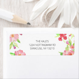Roze Waterverf Bloemen Bloemen Retourlabels Etiket