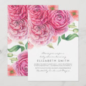 Roze Waterverf Bloemen Botanisch Baby shower Kaart (Voorkant / Achterkant)