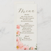 Roze Waterverf Bloemen Bruiloft Menu (Voorkant / Achterkant)