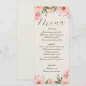 Roze Waterverf Bloemen Bruiloft Menu (Voorkant / Achterkant)